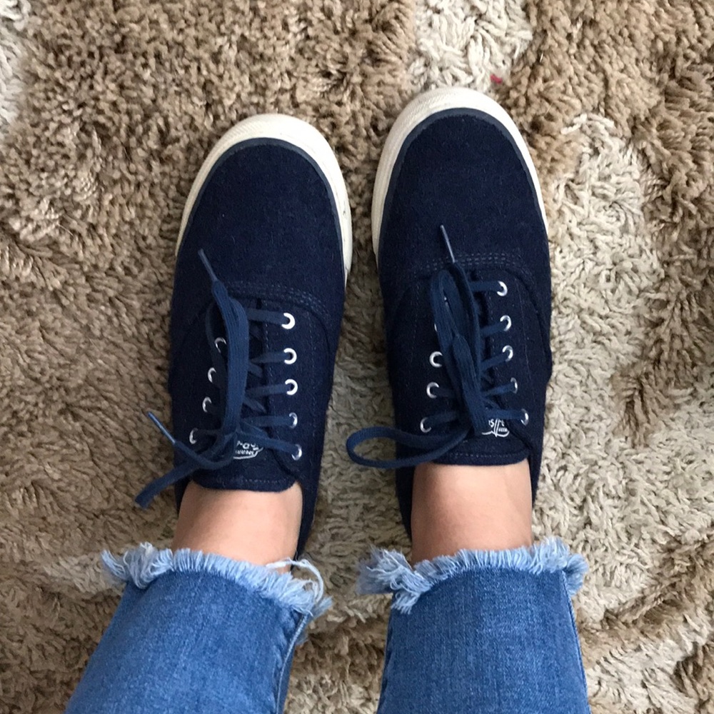 Navy wool Sperry Top Siders (Sneakers)